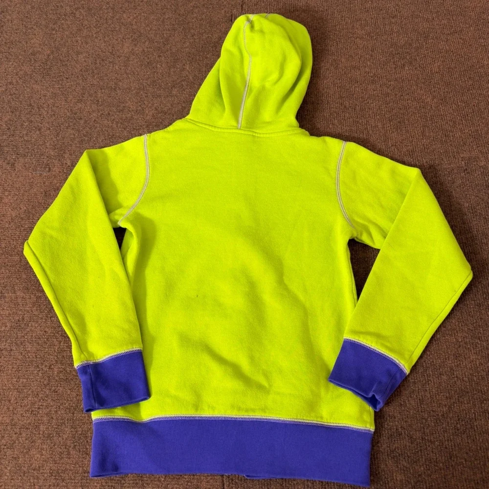 Nike Kids Full Zip Hoodie Lime Green Purple‎ Fleece Sweatshirt Size L 12-13 Yrs